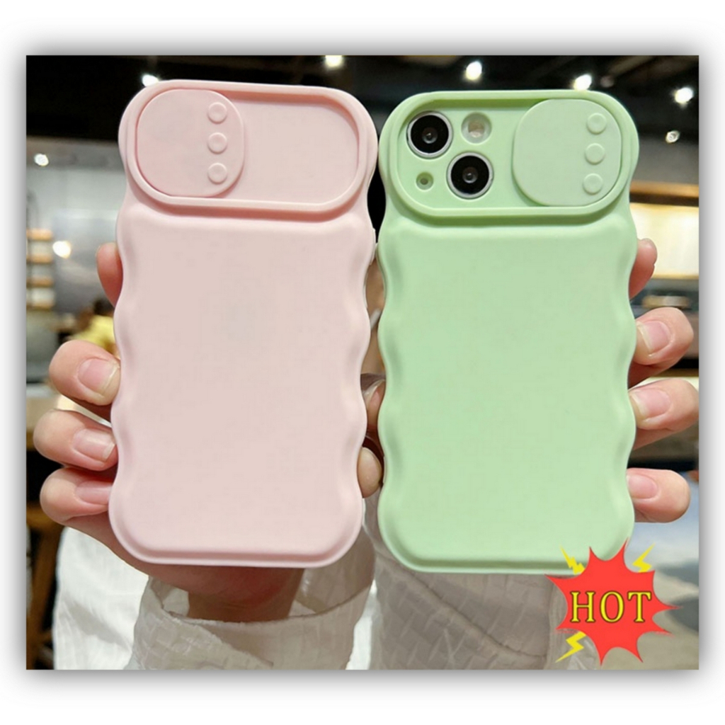 WSC - IPHONE X / XS / XR / 11 / 11 PRO / 11 PRO MAX / 12 / 12 PRO / 12 PRO MAX / 13 / 13 PRO / 13 PRO MAX / 14 / 14 PRO / 14 PRO MAX | WAVE sliding soft case gelombang berwarna-i pastel candy macaron