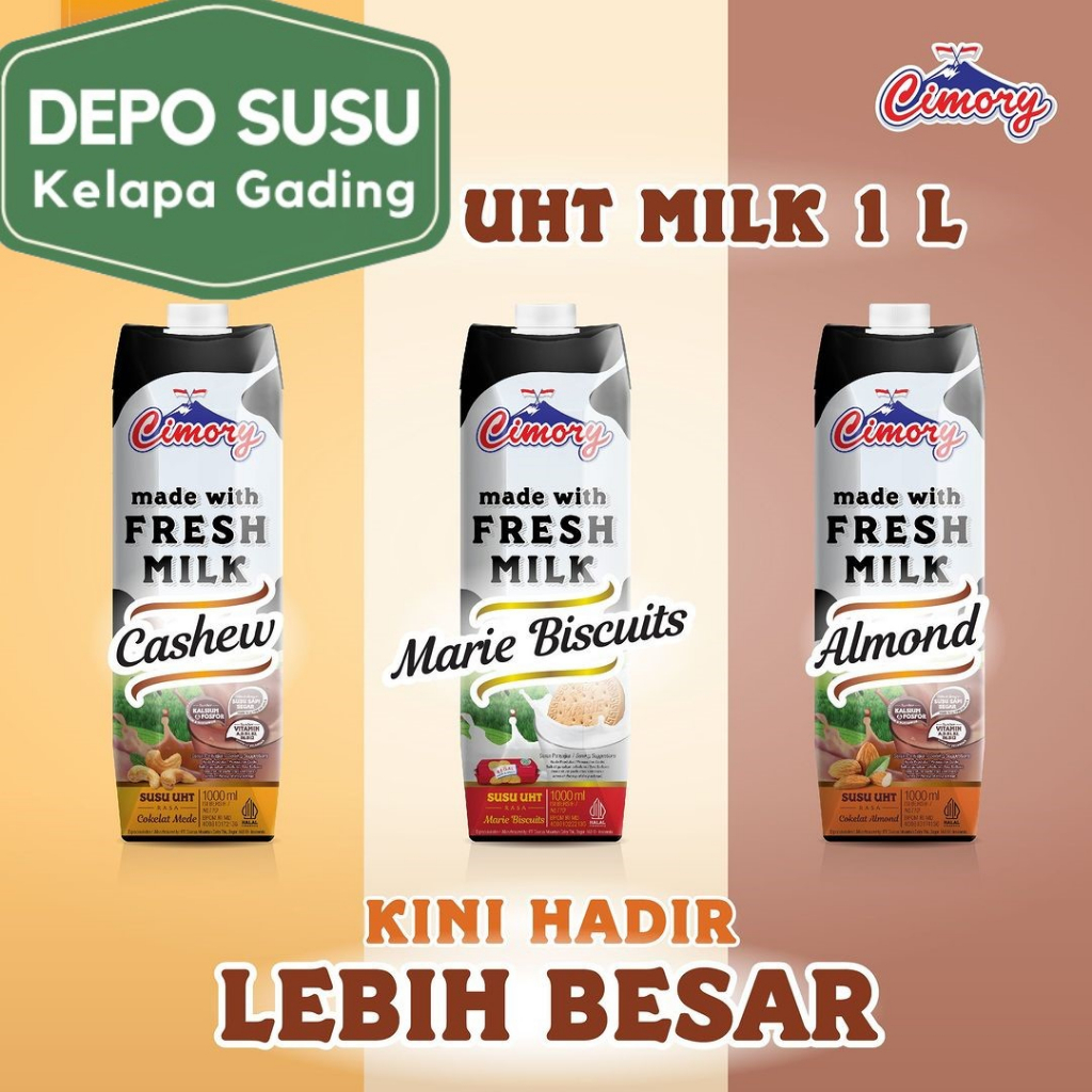 Cimory UHT 1 Liter Cashew Almond Chocolate Coklat Marie Biscuits 1L Chimory