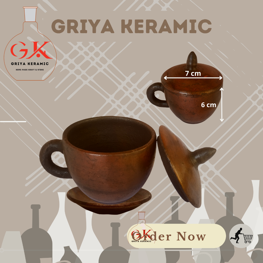 Cangkir kopi / Cangkir teh / tempat minum gerabah atau jadul - aroma lebih terjaga | Halus anti jamu