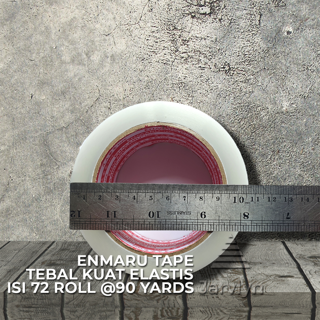 

JARVLYN - LAKBAN OPP BENING COKLAT 1 DUS 72 ROLL 2INCH 45MM x 90YARD MERK ENMARU BUKAN DAIMARU PLAKBAN ISOLASI CLEAR TAN FRAGILE TEBAL KUAT ELASTIS BERKUALITAS