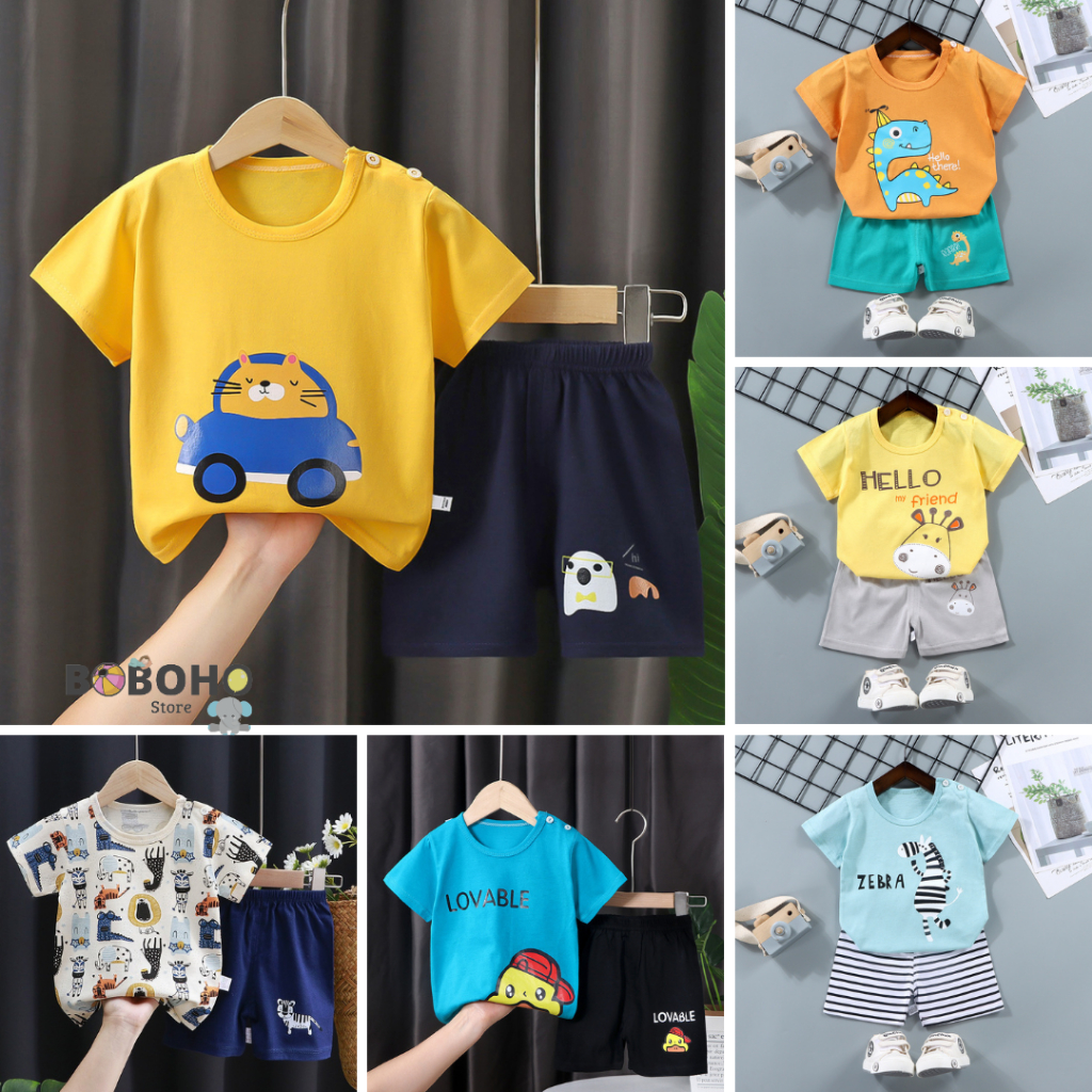 BOBOHO - SETELAN BAJU BAYI IMPOR / BAJU ANAK LAKI-LAKI / SETELAN KAOS ANAK / BAJU BAYI LENGAN PENDEK PART 2