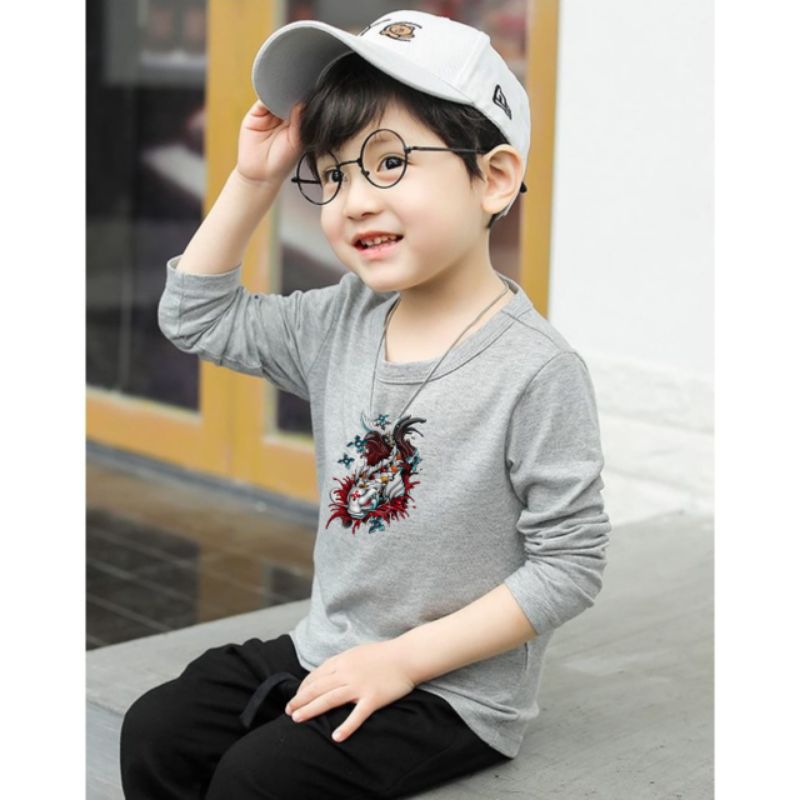 kaos lengan panjang cwe/cwo 2-10thn logo 1KAN KOI bahan catton