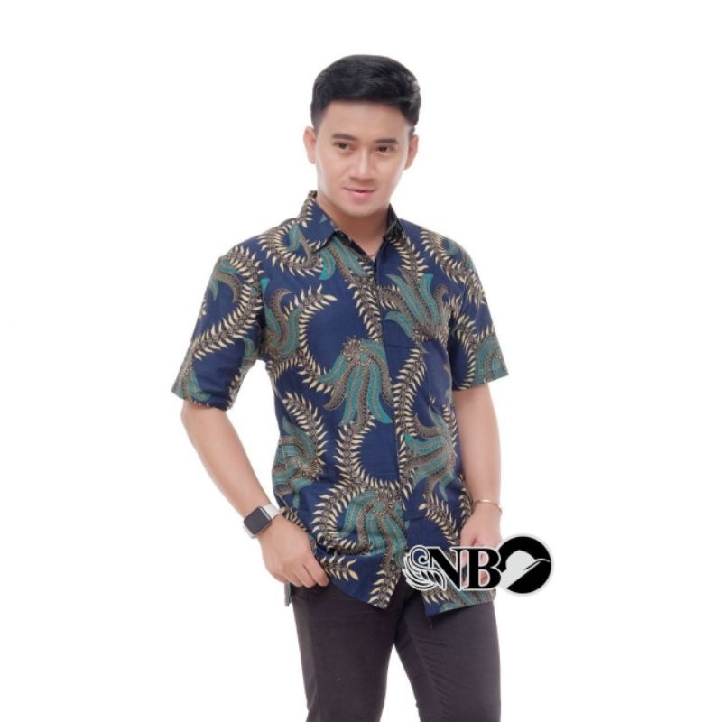 kemeja Batik Pria Lengan Pendek full batik  HRB028 Kenongo hem pendek pad pekalongan