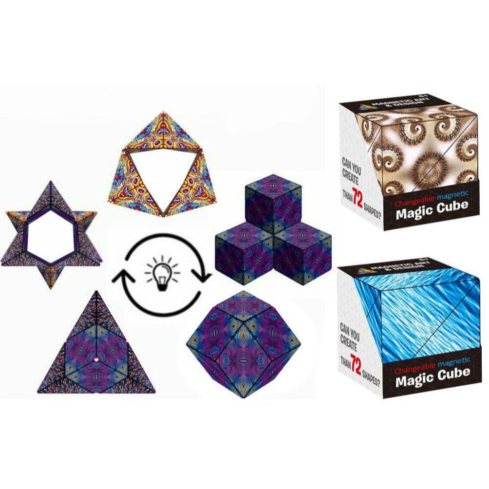 3D Rubik Tiga Dimensi Geometris/ Ruang Berpikir Pendidikan Cube Orde Ketiga / Penghilang Stress Magic Rubik  Mainan Puzzle Kubus Magic Magnetik 3D Berubah 72 Bentuk Anti Stres Untuk Anak Dewasa