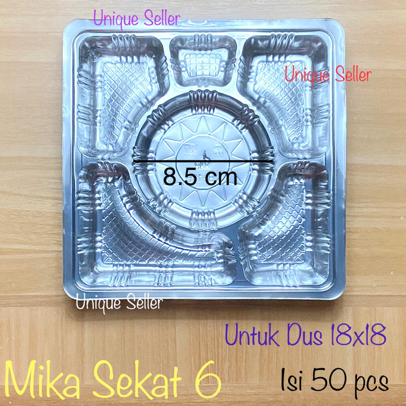 [50 pcs] Mika Sekat 6 Bulat VIP uk 18 20 untuk Dus Nasi 18x18 20x20 isi 50 / Mika Sekat 6 VIP 20B untuk Dus Nasi uk 20