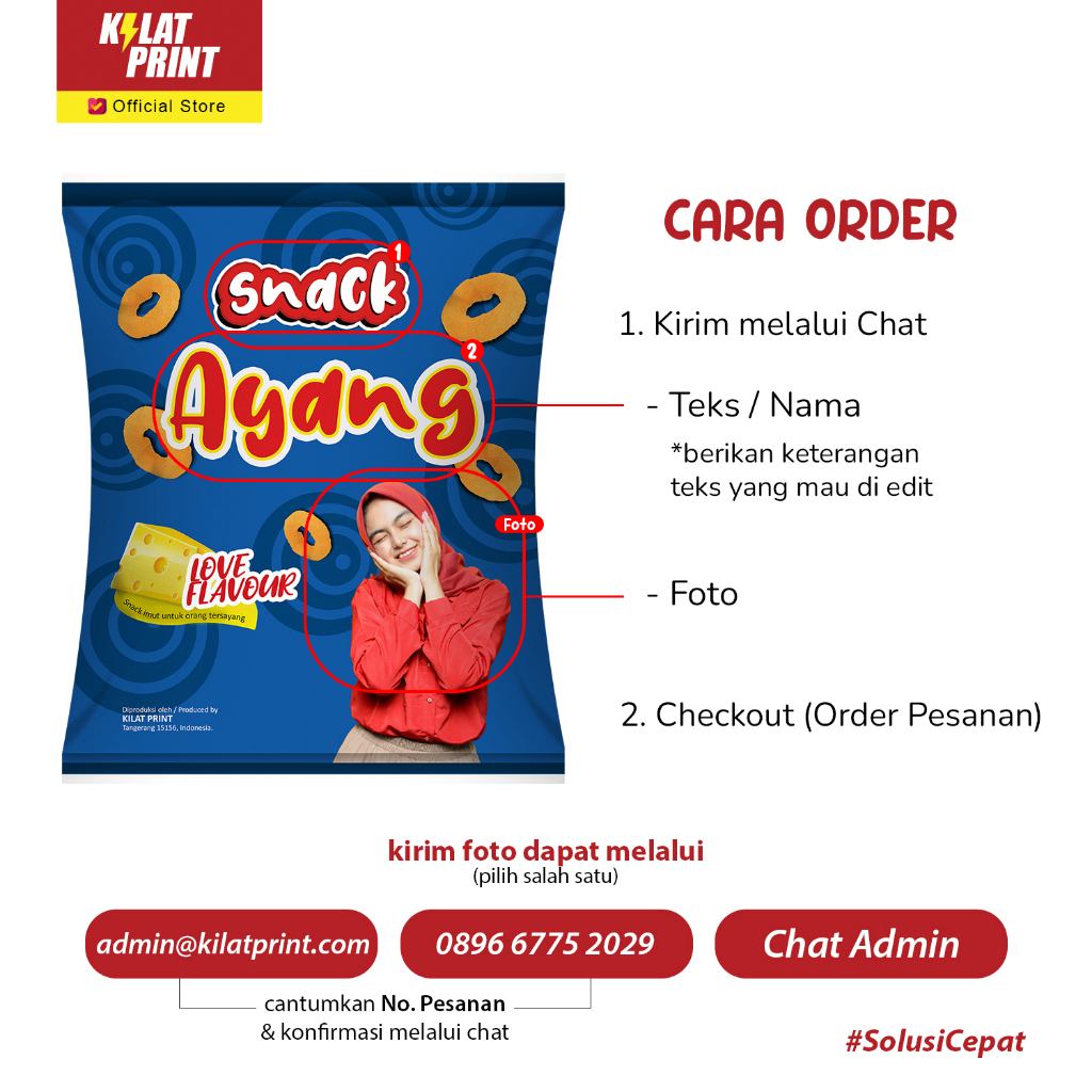 Snack Custom Foto Teks Bungkus Pouch Jumbo Ala Smax Ring Edition