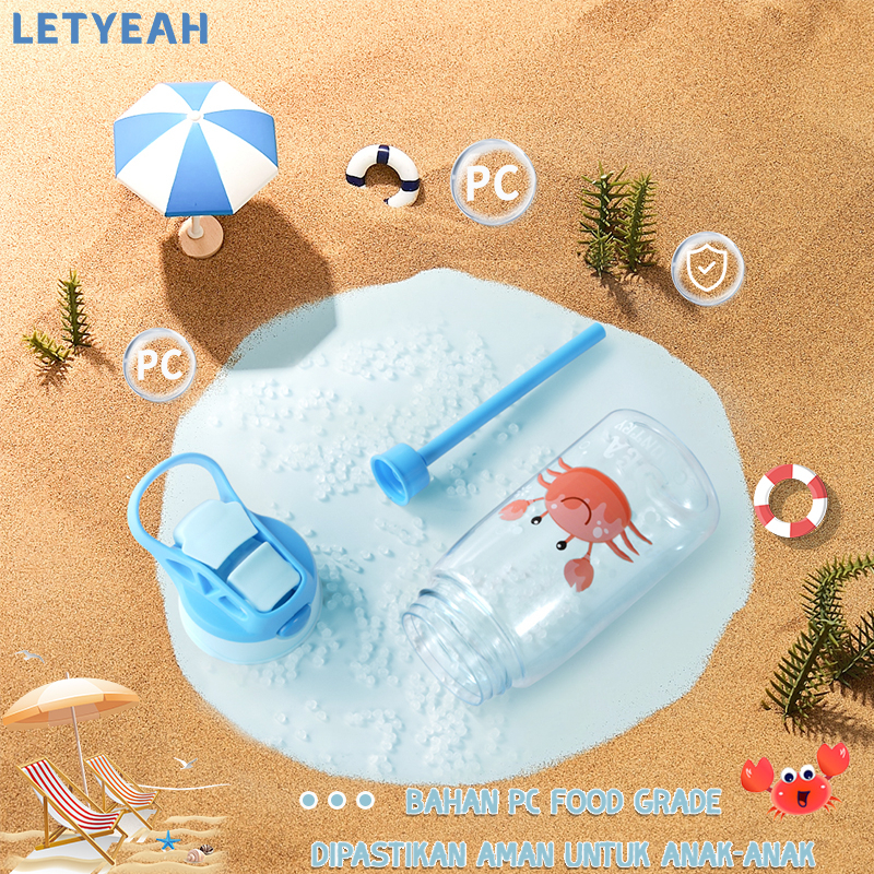 letyeah Botol air minum sedotan anak anti bocor /480ml tempat minum/Bpa free