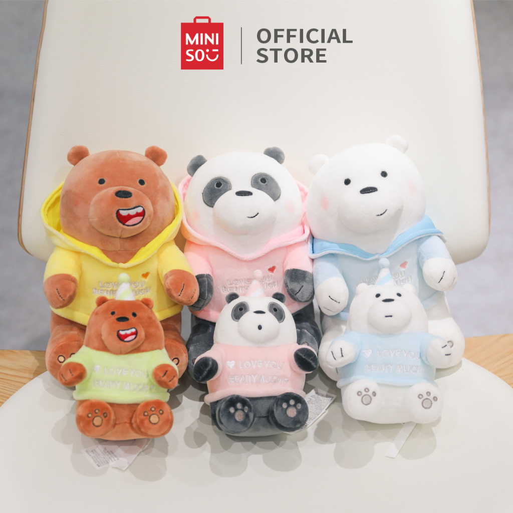 MINISO Boneka Lucu We Bare Bears Beruang Pakai Sweater Mainan Mewah Lembut Perempuan Anak  - 24cm / 