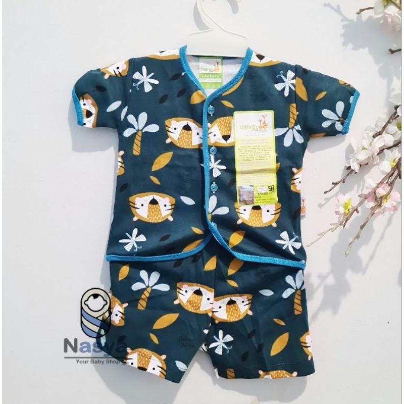 [R-004] Velvet Junior Setelan Baju Bayi Lengan pendek size new born (0-3 bln)