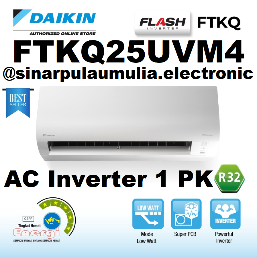 Daikin AC Flash Inverter 1 PK - FTKQ25UVM4 / FTKQ 25UVM4 / 25 UVM / 25UVM UVM / FTKQ25