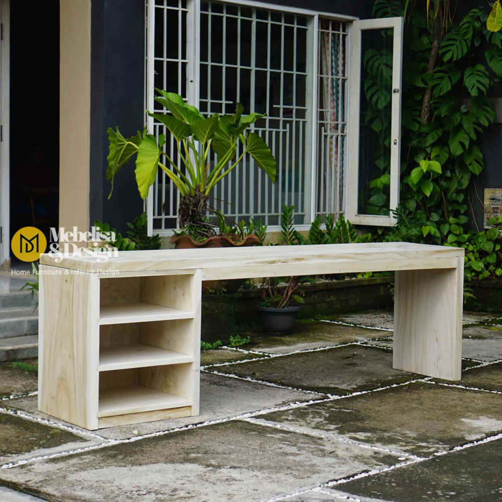 Meja Kerja Kayu Solid Trembesi Minimalis Modern