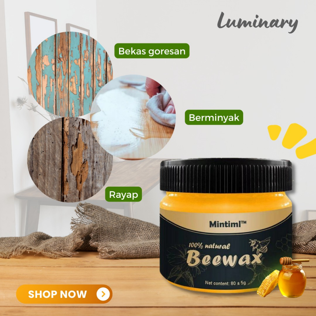 Beewax Wood Seasoning Polish Pengkilap Kayu Furniture Kitchen Set Pelindung Pelapis Kayu Meja Kursi Lemari Lilin Gel Lebah Alami