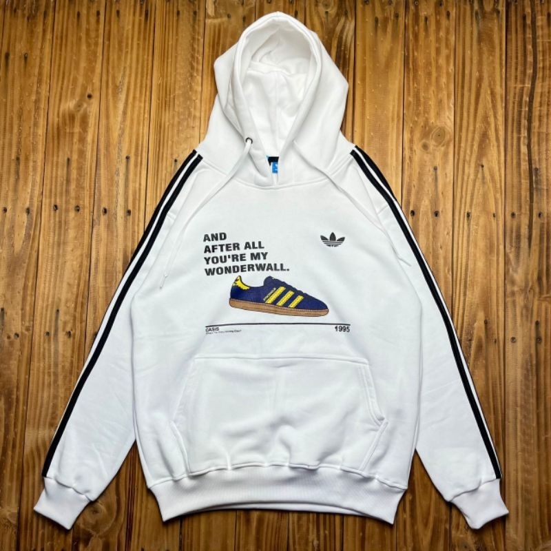 HOODIE JAKET ADIDAS x OASIS PUTIH FULLTAG &amp; LABEL