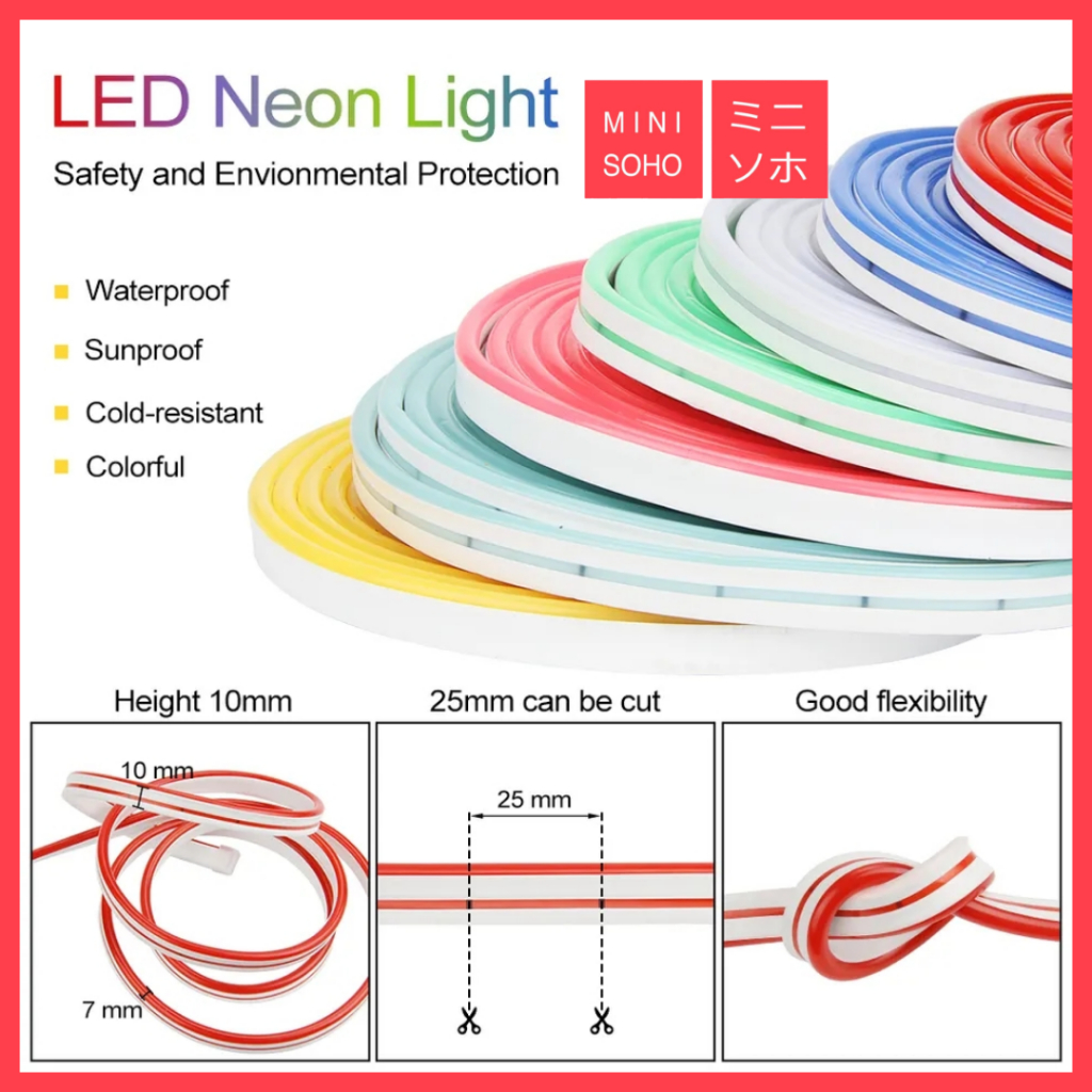 Lampu Neon Flex LED Selang 6x12mm 12V DC Neonflex Volt Sign 5M Meter Light Flexible