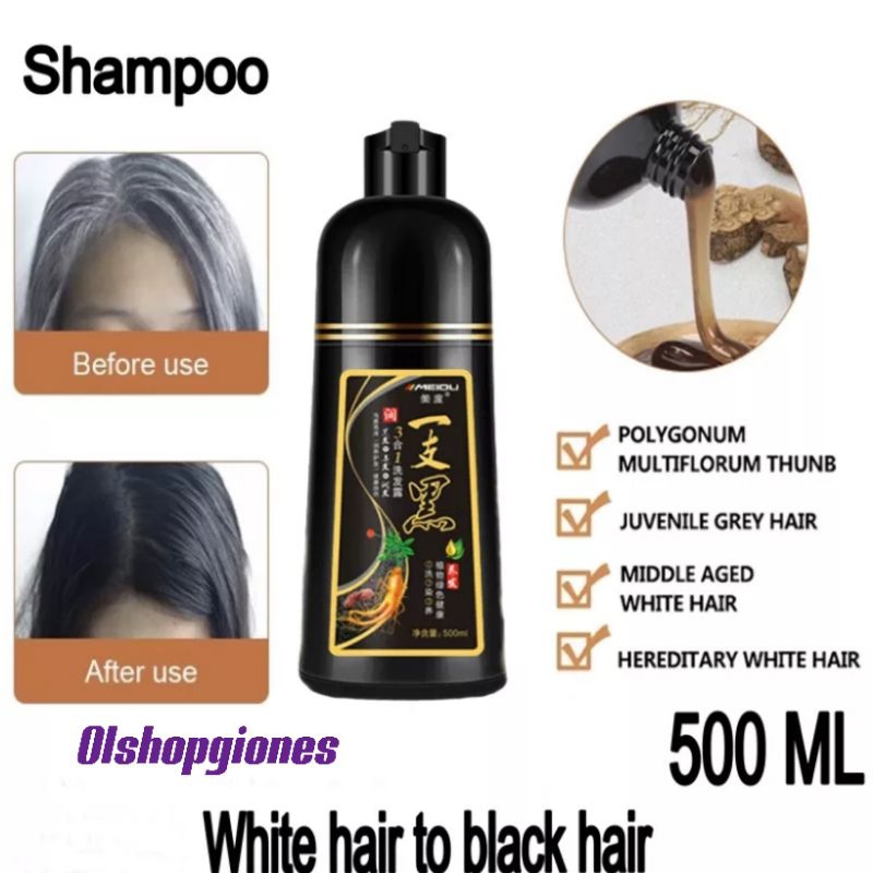 meidu hair dye shampoo 500 ml cat rambut tutup uban semir herbal