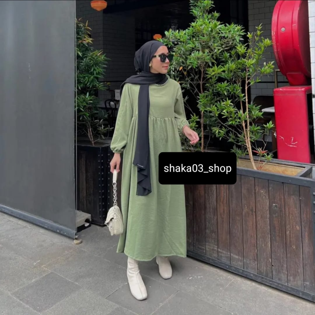Nuwa midi dress cringkel airflow terbaru