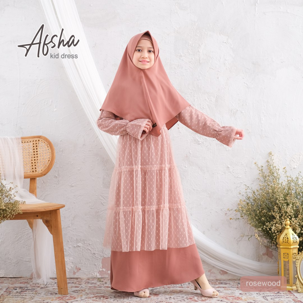 Afsha Dress - Gamis Muslim Anak Perempuan Premium by Riskirich