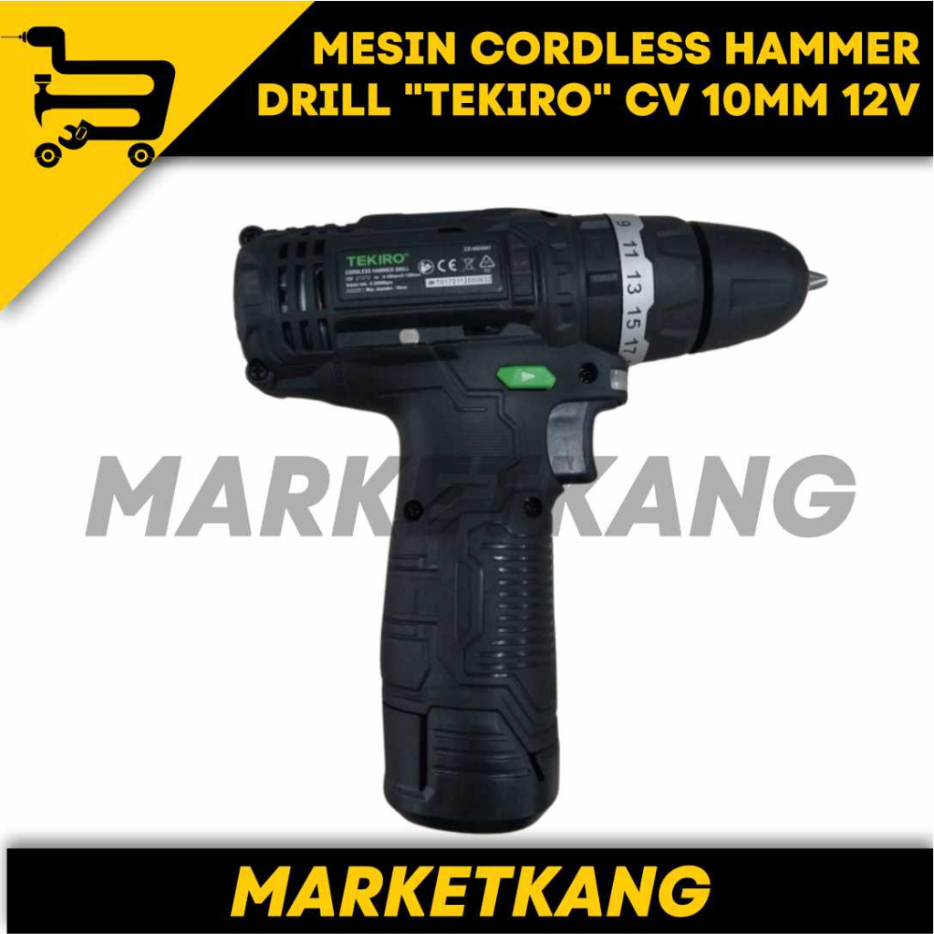 MESIN CORDLESS HAMMER DRILL "TEKIRO" CV 10MM 12V || BOR CORDLESS || BOR BATERAI