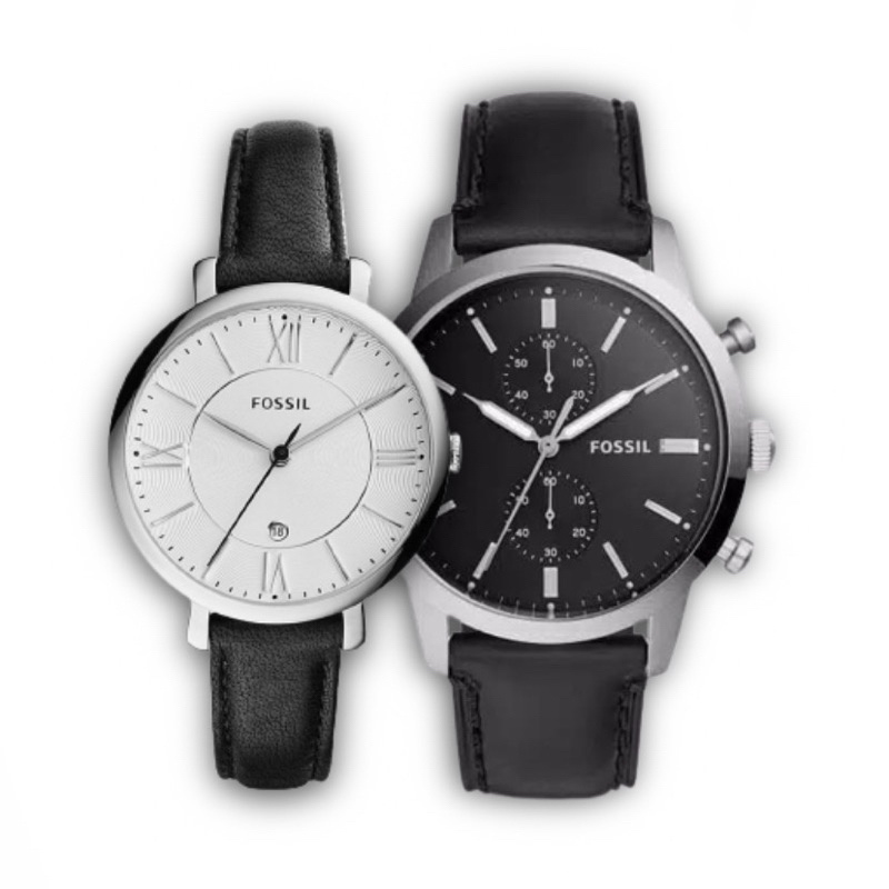Jam Tangan Couple Strap Hitam Bazel Silver FS5396 & ES3972