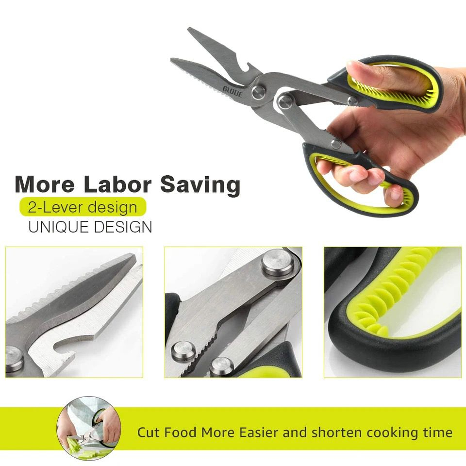 gunting dapur heavy duty serbaguna / premium kitchen scissor stainless multifunction / gunting daging sayur ikan