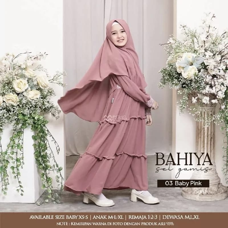 Gamis Bahiya Kids FREE HIJAB/ Baju Anak Perempuan 7 s/d 14 Tahun/ Gamis Anak Perempuan