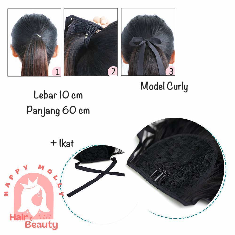 Hair Clip Ponytail Wig - Rambut Kuncir Ekor Kuda Fashion Wanita Korea - Curly - Hair Extension W8214 ( Group )