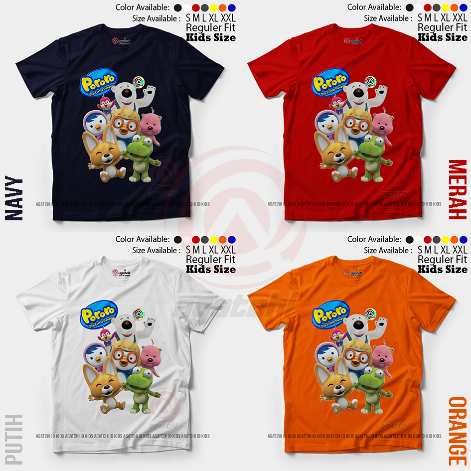 Baju Kaos Atasan Anak Laki - Laki Motif 3D Kartun Pororo