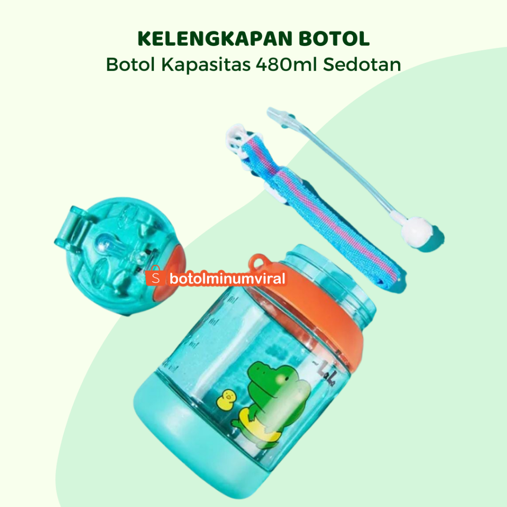 Botol Minum Anak Sekolah Anti Tumpah BPA Free Sedotan Tali Pegangan