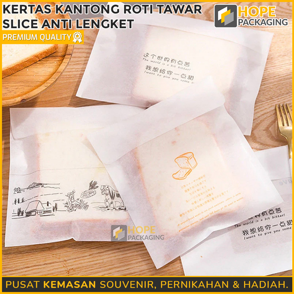 [ ISI 5PCS ] Kertas Kantong Roti Tawar Slice Anti Lengket / Kantong Plastik Roti Tawar Donat / Plastik Roti ZipLock