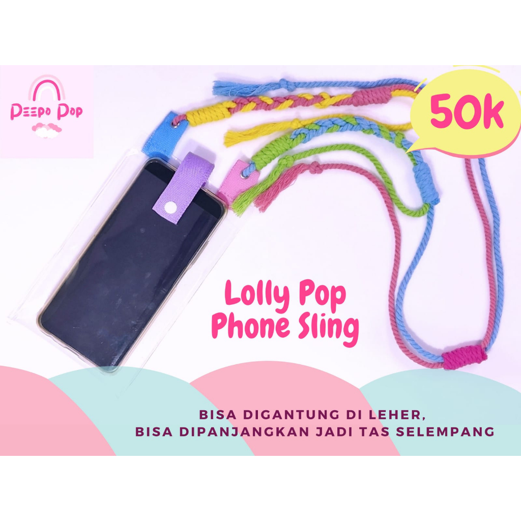 Phone Bag Tas Selempang Handphone Korea Pouch Sling Bag Strap Macrame Makram Korean Style Neck Phone