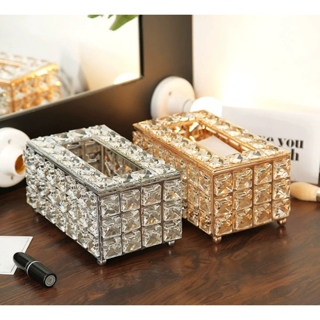 【Penjual Lokal】Kotak Tisu | tempat tissue gold | Tempat Tisu Kaca Elegant | Kotak Tissue Kristal | Tempat tisu emas | tissu organizaer | tissue box | tempat tisue tempat tissue nordic tissue box gold tempat tisyu mobil