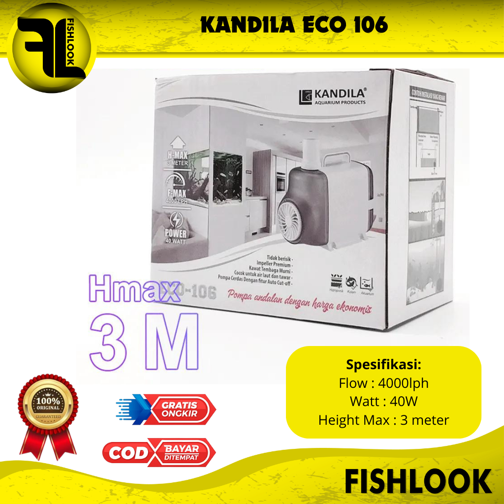 KANDILA ECO 106 ECO106 MESIN POMPA CELUP POWER HEAD AQUARIUM LOW WATT