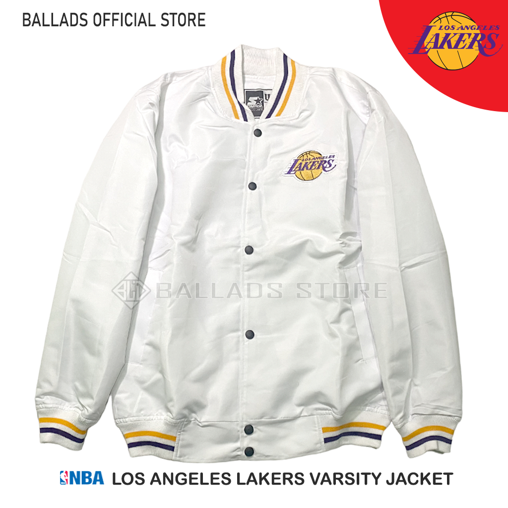 BALLADS STORE JAKET VARSITY LAKERS WHITE JACKET BOMBER VARSITY MLB JACKET JAKET NBA TERBARU