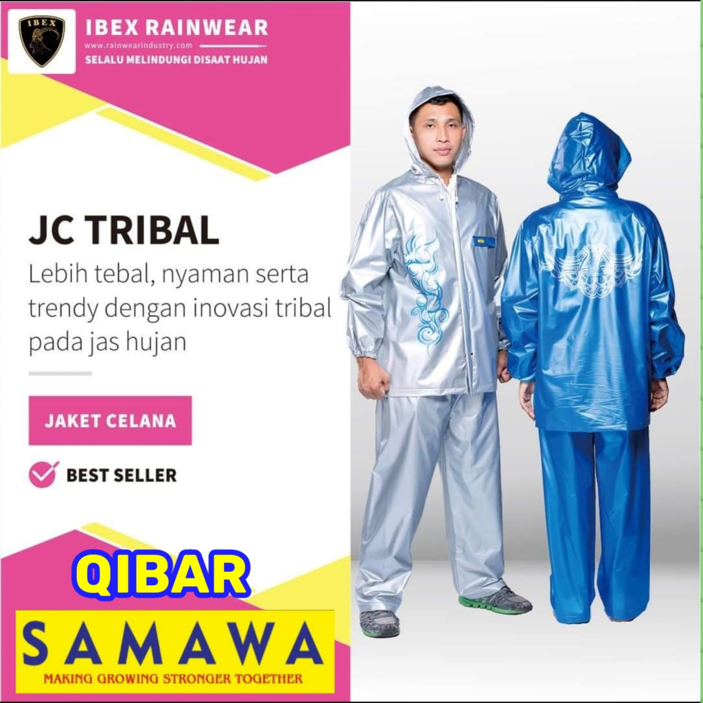 Jas Hujan Hitam Tribal Ibex Jaket Celana Dan Poncho Lengan