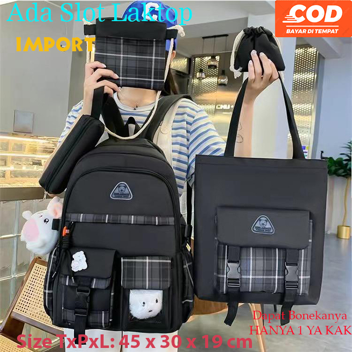 Tas Sekolah Anak Backpack Set SD SMP SMA Wanita Perempuan Tas Backpack Ransel Sekolah Tas Kerja Wani