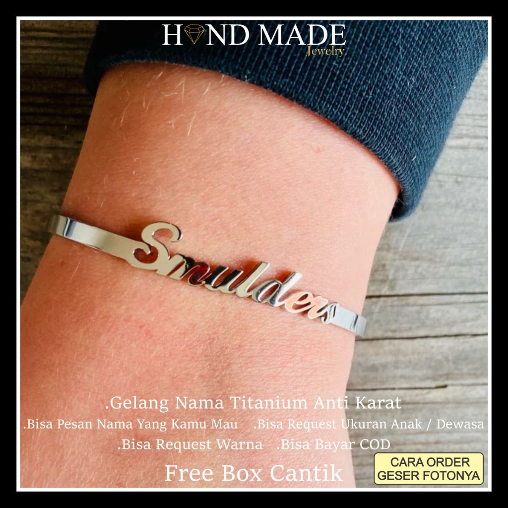 gelang nama titanium anti karat anak dewasa gelang bangle gelang titanium emas gelang titanium anti karat bracelet aksesoris fashion