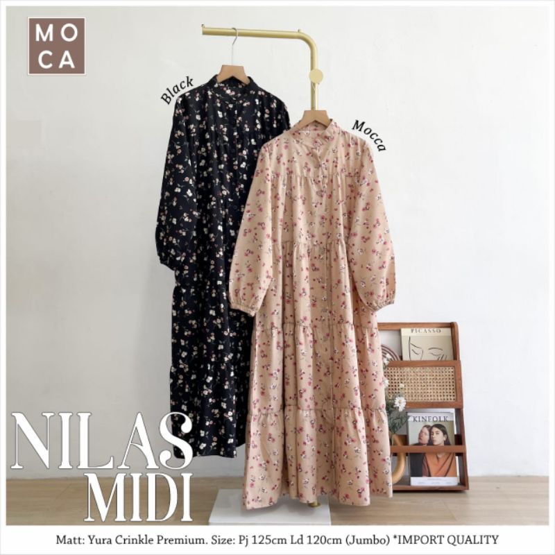 Nilas Midi Dress Bahan Yura Crinkle Premium by MOCA
