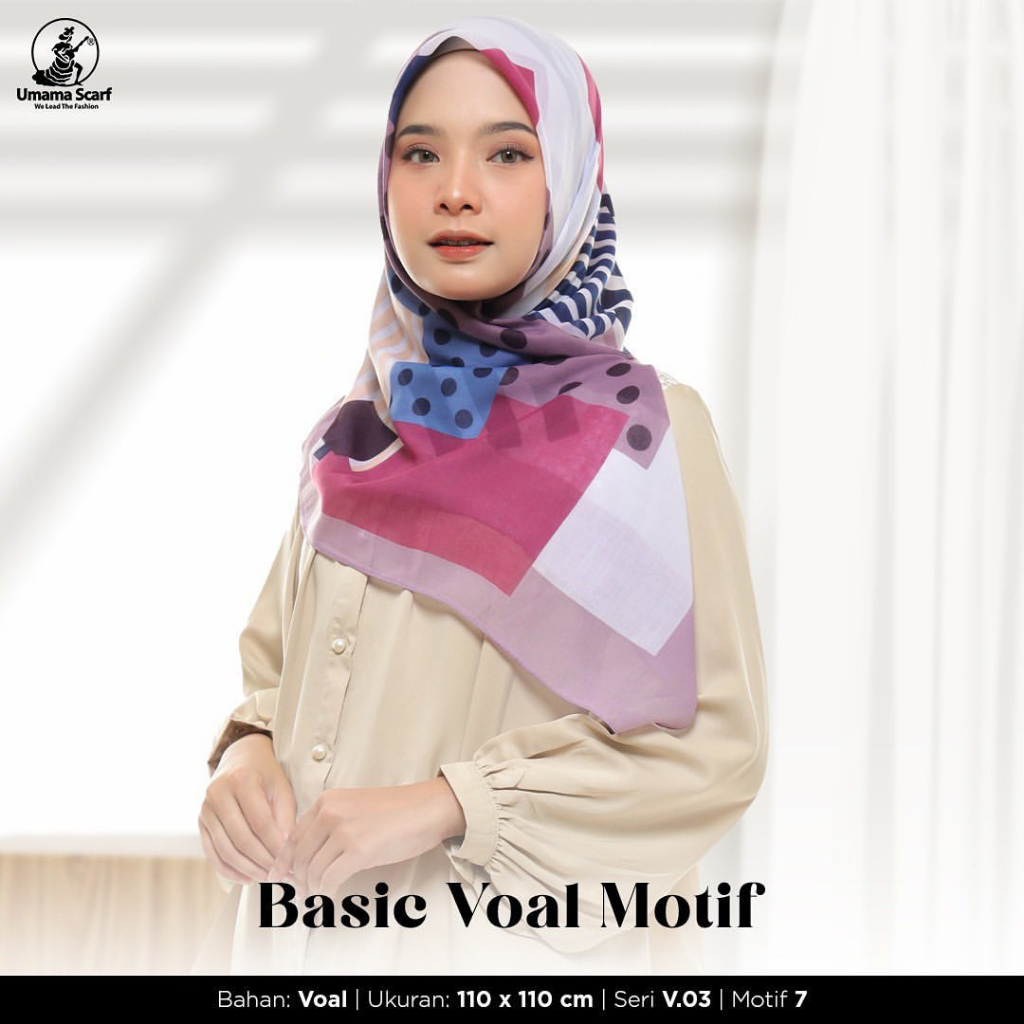 Umama HIjab Segi Empat Basic Voal Motif Terbaru [PILIH WARNA]