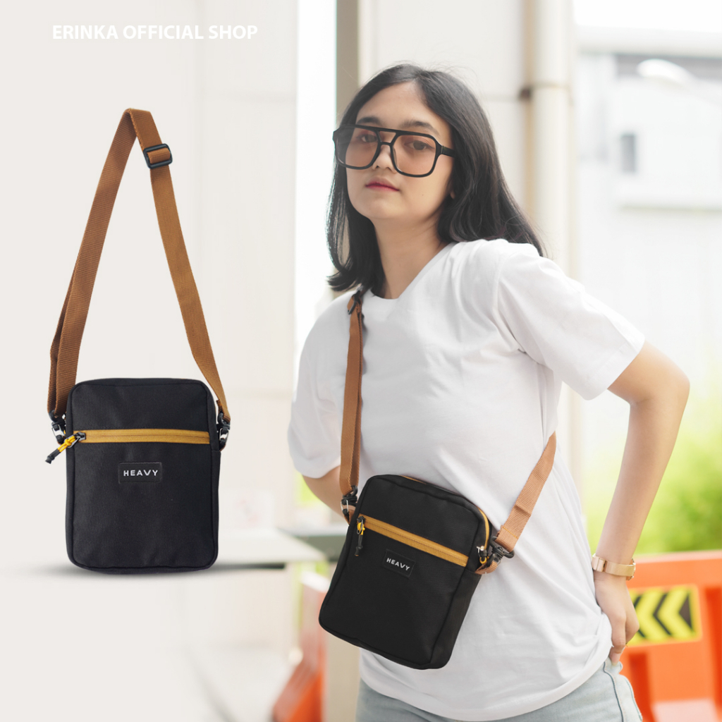 [HEAVY.BAG] SLINGBAG ORIGINAL HEAVY. TAS SELEMPANG . SLINGBAG HEAVY .HITAM COKLAT NEW 01