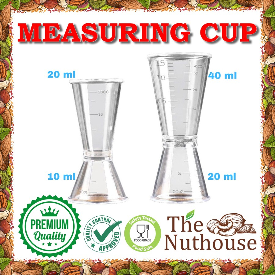 Jigger Acrylic Double Glass Measure Cup 10/20ml / 20/40ml [Gelas Ukur]