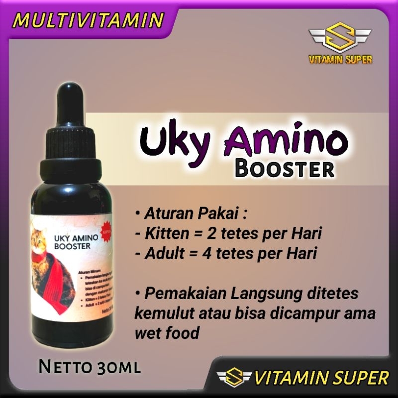 Vitamin Kucing Uky Amino Booster Vitamin Nafsu Makan, Bulu Gembul, Gemukin, Pertumbuhan Tulang, Asi Melimpah, Antibodi Kuat