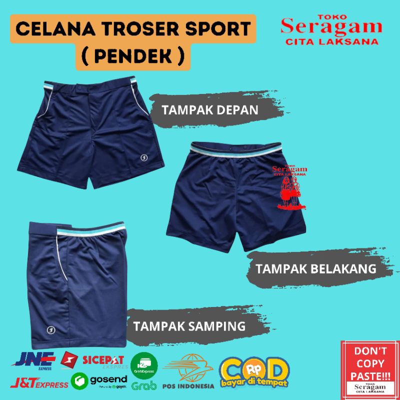 Celana Troser Sport Pendek Pria / Celana Tes Akademi Polisi / TNI / ABRI / Celana Pendek Olahraga Pria / badminton / Tenis