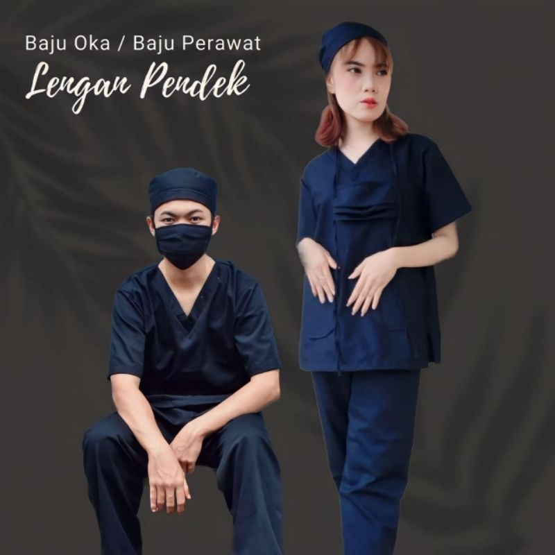 [Terlengkap] Baju Oka Petugas Jaga Medis Lengan Panjang Bahan American Drill Premium Adem Warna Sale