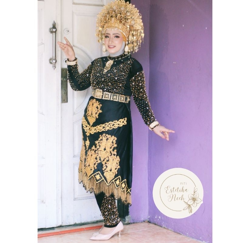 BAJU PENGANTIN CEWEK ACEH PAYET KRISTAL MIX MUTIARA(TERMASUK SONGKET FULLBORDIR)
