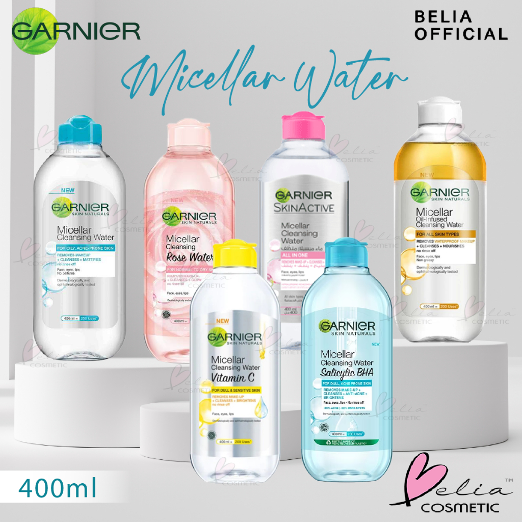 ❤ BELIA ❤ Garnier Micellar Water Pink | Blue | Bi-phase Oil | Salicylic Blue BHA | Vit C | 400 ml Skin Care