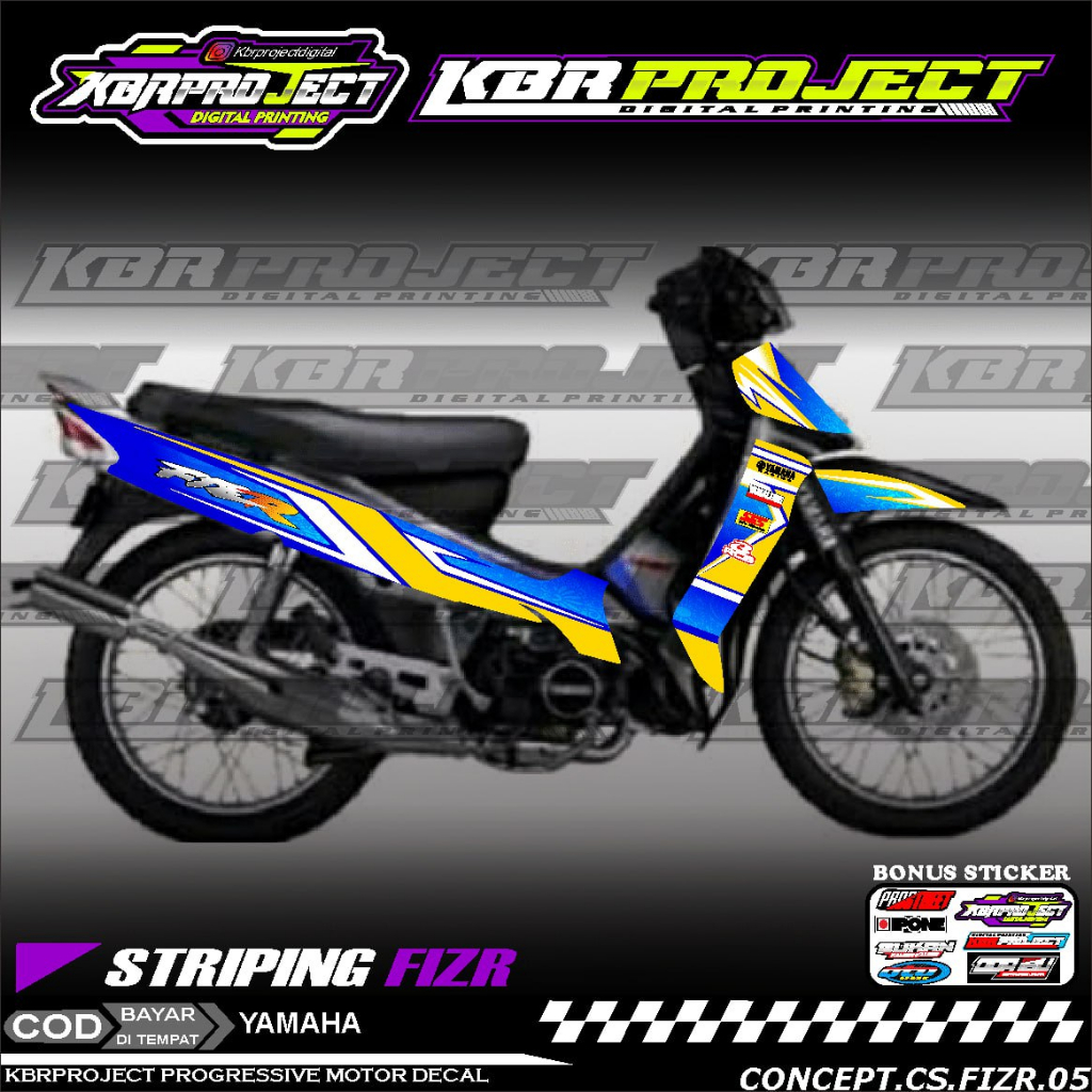 FIZ R STIKER STRIPING MOTOR KEREN LIS VARIASI MOTOR YAMAHA RACING 05 HOLOGRAM TRANSPARAN BISA COD