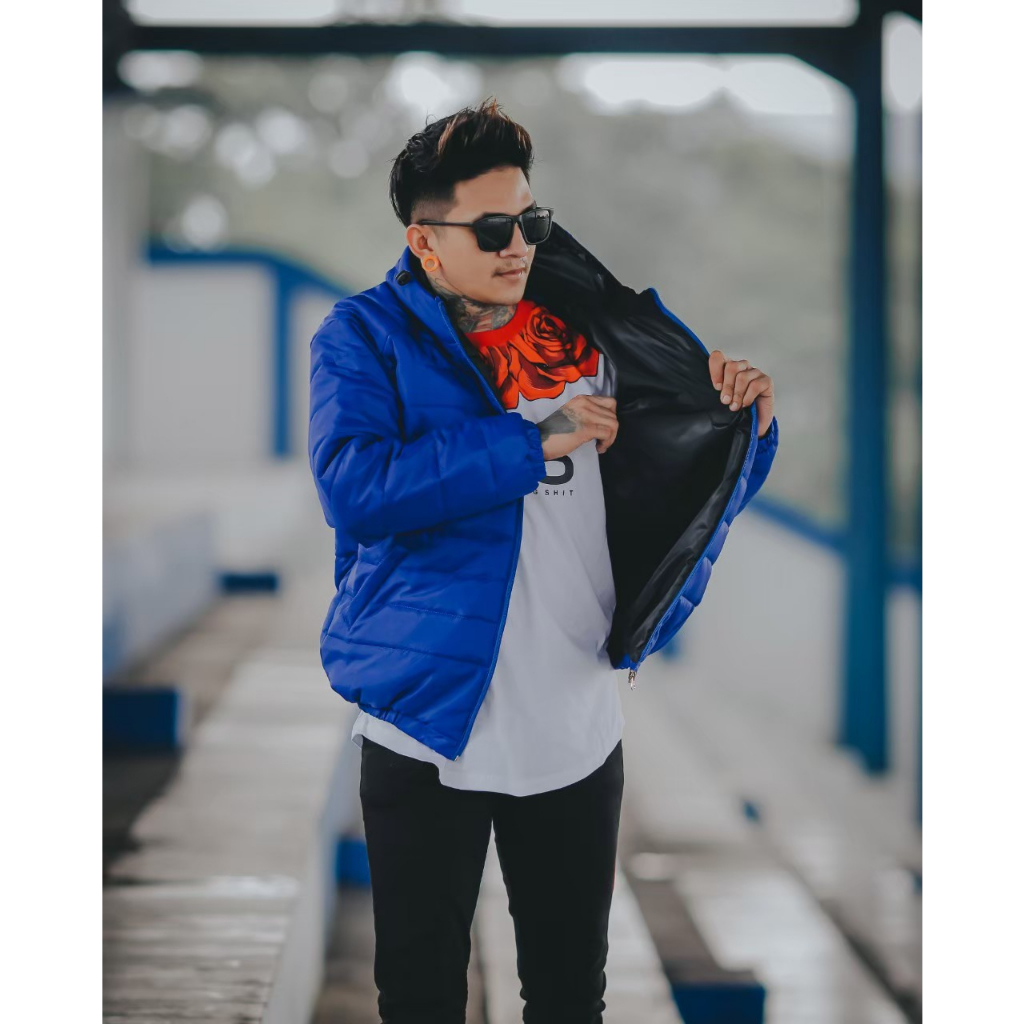 JAKET PUFFER MOTOR CHOOPERS PRIA X BGSR BIRU SIZE L XL XXL  - JAKET WINTER - JAKET HIKING - JAKET GUNUNG - JAKET WINDPROOF TEBAL PRIA - BORN TO RIDE - JAKET HOODIE TEBAL PRIA - JAKET MOTOR PRIA