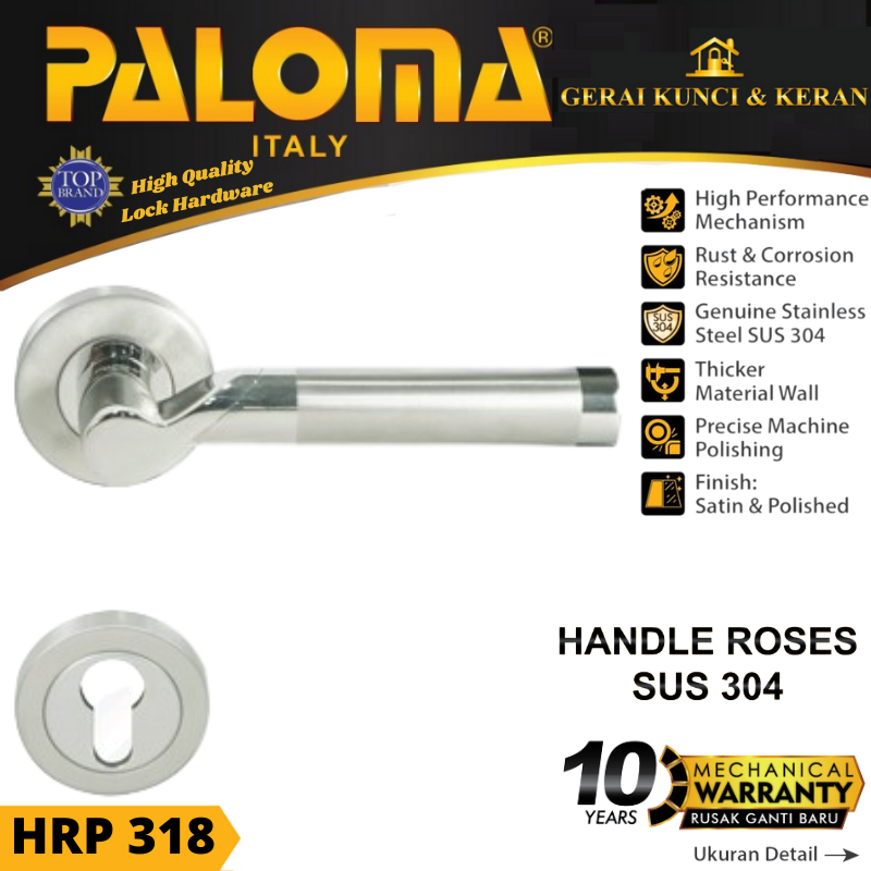 GAGANG PINTU HANDLE ROSES PALOMA HRP 318 STAINLESS STEEL SUS 304 HANDEL PINTU RUMAH