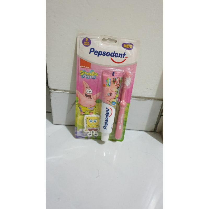 Pepsodent Kids Pasta Gigi dan Sikat Gigi anak strawberry spongebob