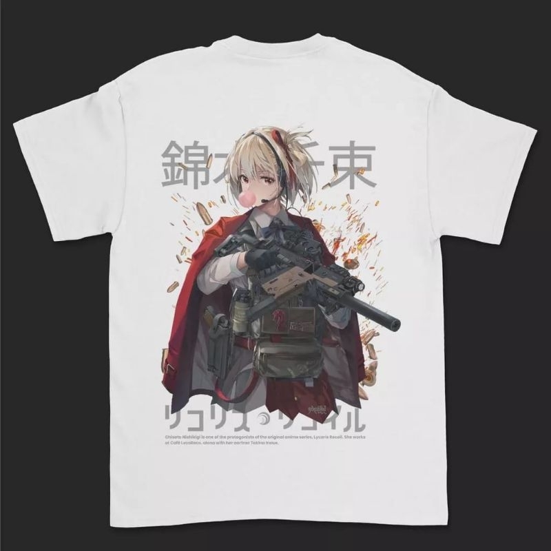 Kaos Anime Lycoris Recoil Chisato  Nashikigi / Kaos Pria / Kaos Distro